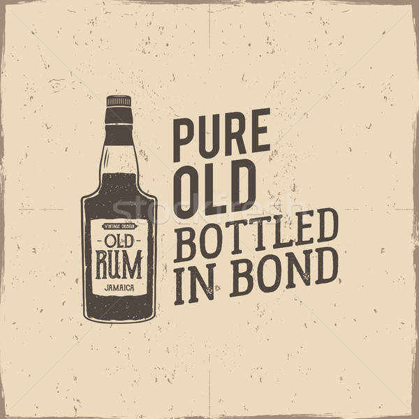 600x600 Vintage Handcrafted Label, Emblem With Old Rum Bottle And Vector