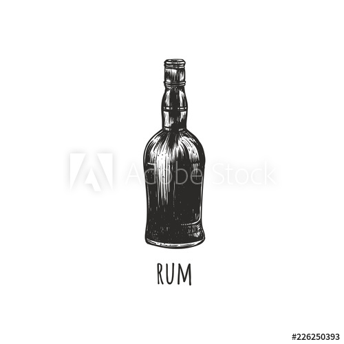 500x500 Bottle Of Rum Retro Sketch Drawing Of Hand