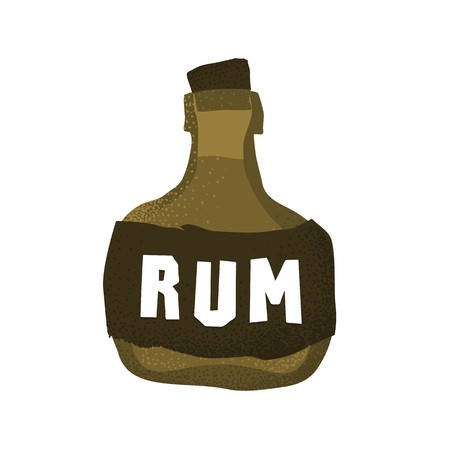 450x450 Cartoon Style Grunge Pirate Rum Bottle Isolated Vector