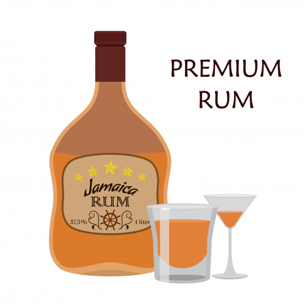 626x626 Alcohol Drink, Rum With Glass Jamaica Rum Vector Premium Download