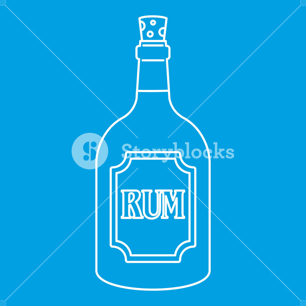 1000x1000 Rum Icon Blue Outline Style Isolated Vector Illustration Thin