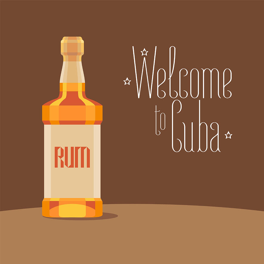 900x900 Bottle Of Cuban Rum Vector Illustration