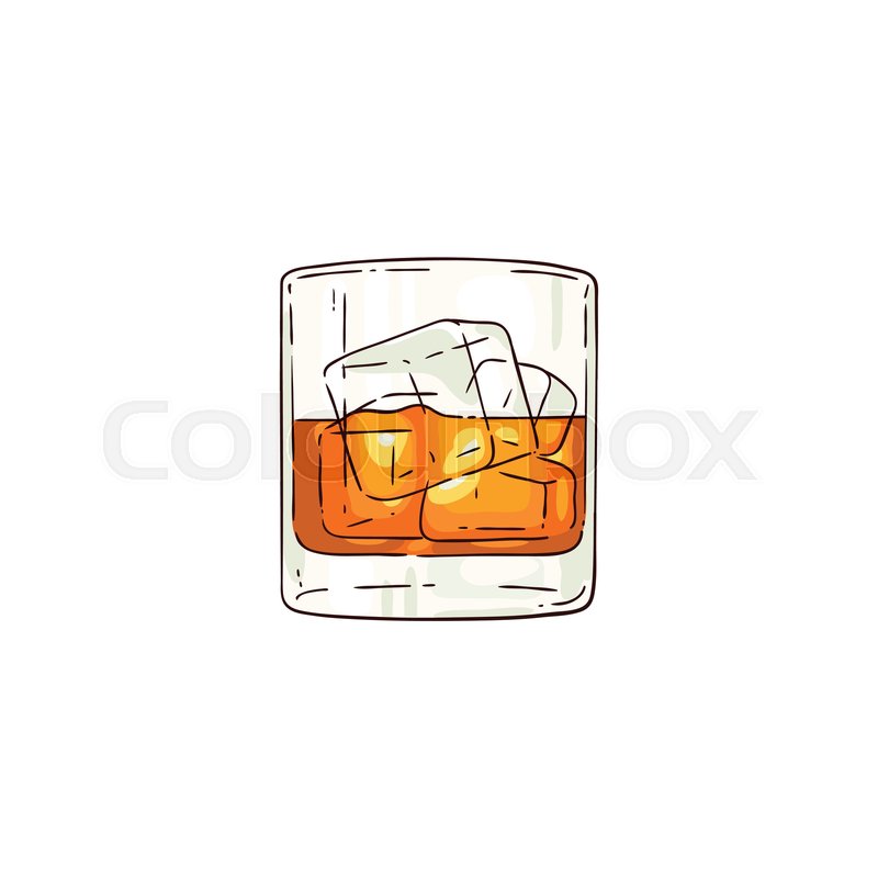 800x800 Vector Whiskey Or Rum Glass With Ice Stock Vector Colourbox