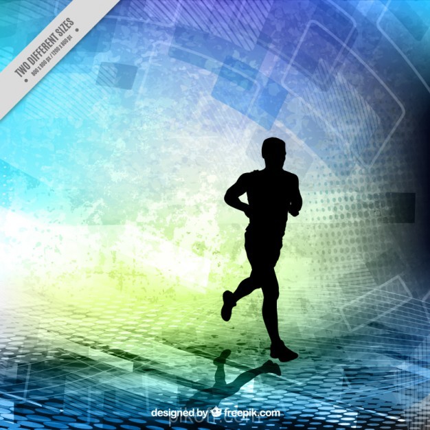 626x626 Runner Silhouette On A Abstract Shapes Background Vector Free
