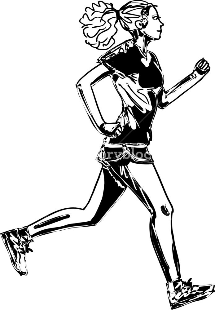 694x1000 Sketch Of Female Marathon Runner Vector Illustration Royalty Free
