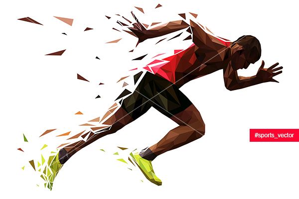 600x400 Runner Athlete Sprint Start Explosive Run Vector Illustration