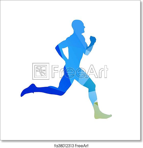 561x581 Free Art Print Of Abstract Blue Running Man Runner Vector