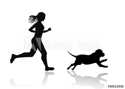 Girl Running With Dog, Vector Image 500x354 Girl Running With Dog, Vector Image
