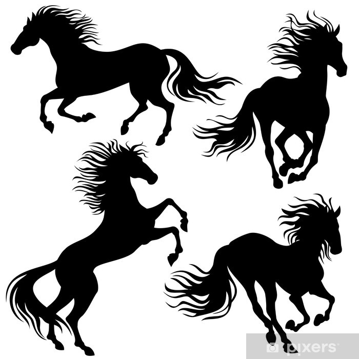 700x700 Running Horses, Vector Silhouette Wall Mural