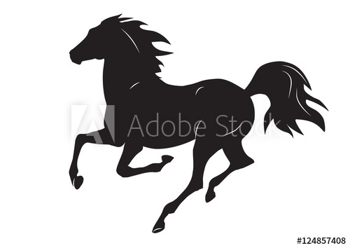 500x354 Silhouette Of Black Running Horse