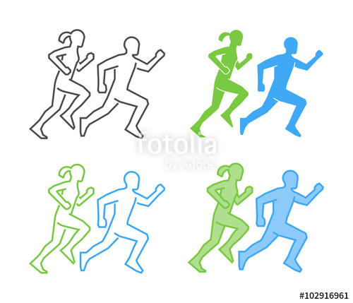 500x429 Line And Flat Running Logo Vector Running Icon Runner Silhouet
