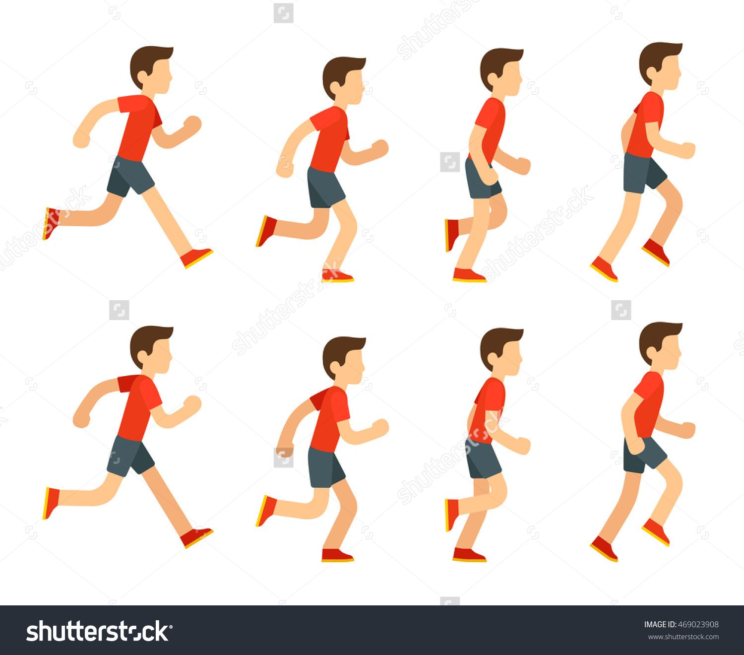 Running Man Animation Sprite Set Frame Loop Flat Cartoon Style 1500x1320 Running Man Animation Sprite Set Frame Loop Flat Cartoon Style
