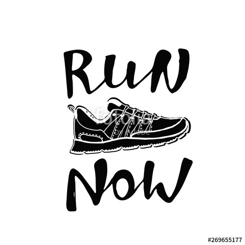 Run Now Lettering With Sport Shoes Running Typography 500x500 Run Now Lettering With Sport Shoes Running Typography