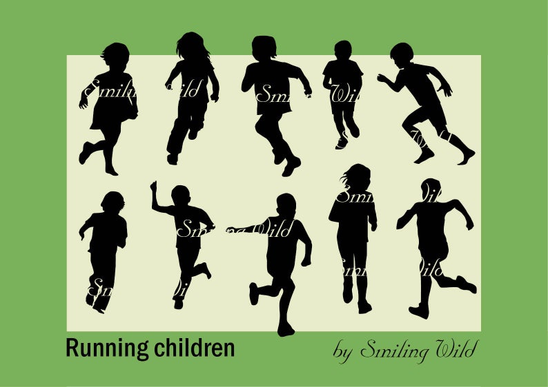 794x562 Running Children Kids Run Silhouette Child Vector Art Etsy