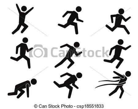 450x357 Vectors Of Runner Stick Figure Icons Set