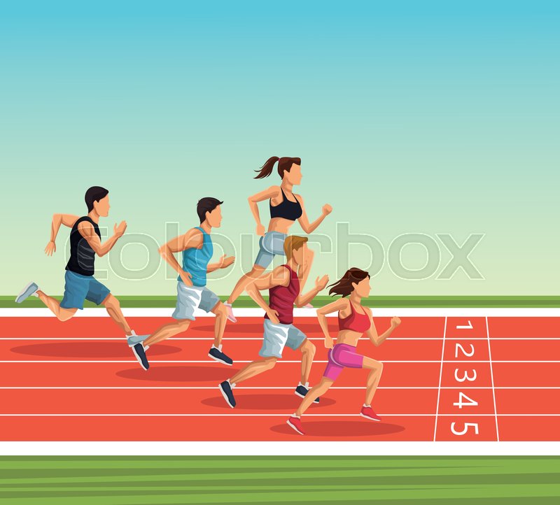 800x722 People On Running Track Icon Vector Stock Vector Colourbox