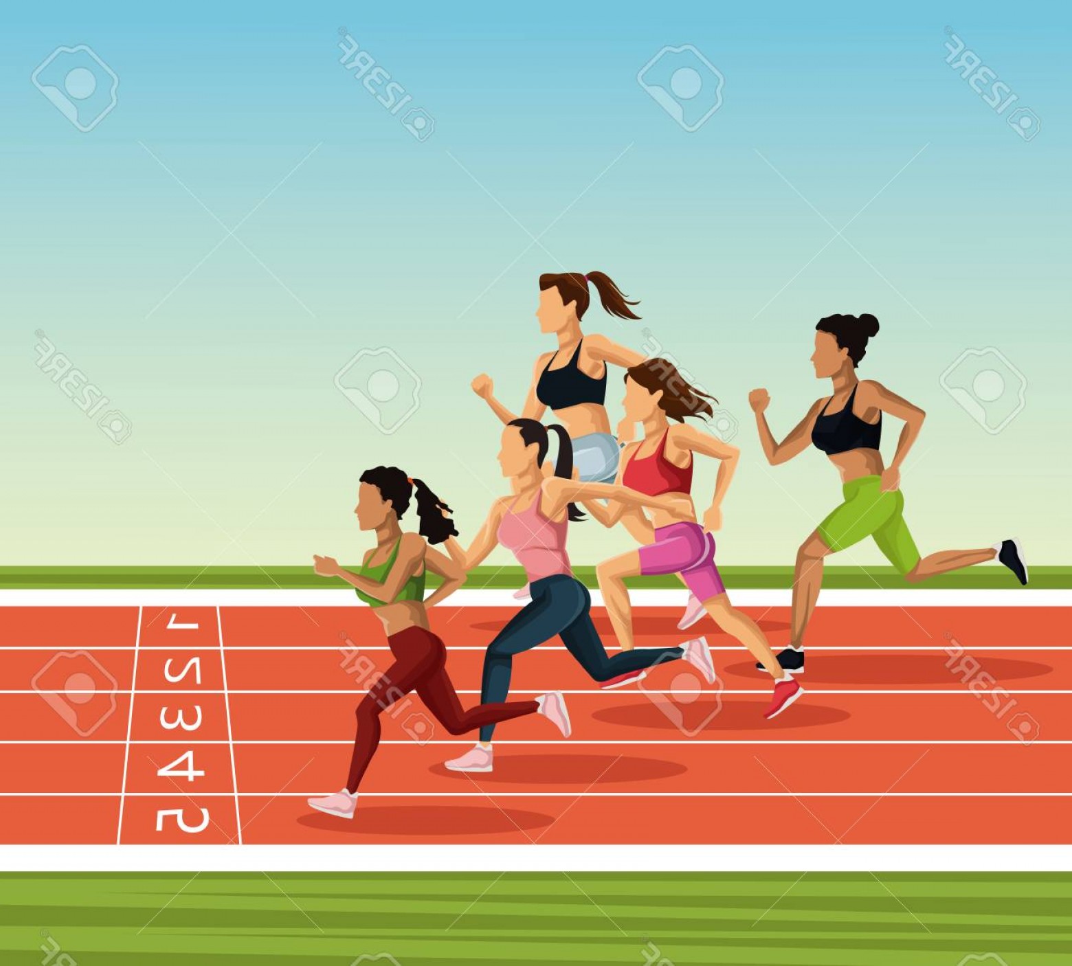 1560x1406 Photostock Vector People On Running Track Icon Vector Illustration