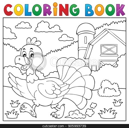 450x447 Coloring Book Running Turkey Bird Stock Vector