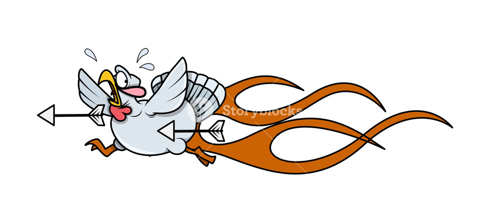 1000x456 Funny Scared Turkey Running From Arrows And Fire Vector Graphic