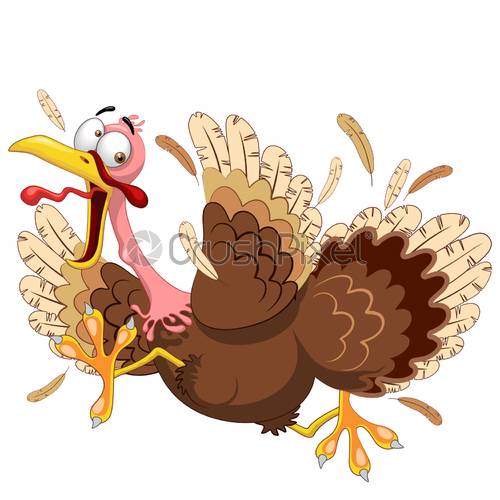 500x500 Thanksgiving Turkey Funny Scared And Running Cartoon Character