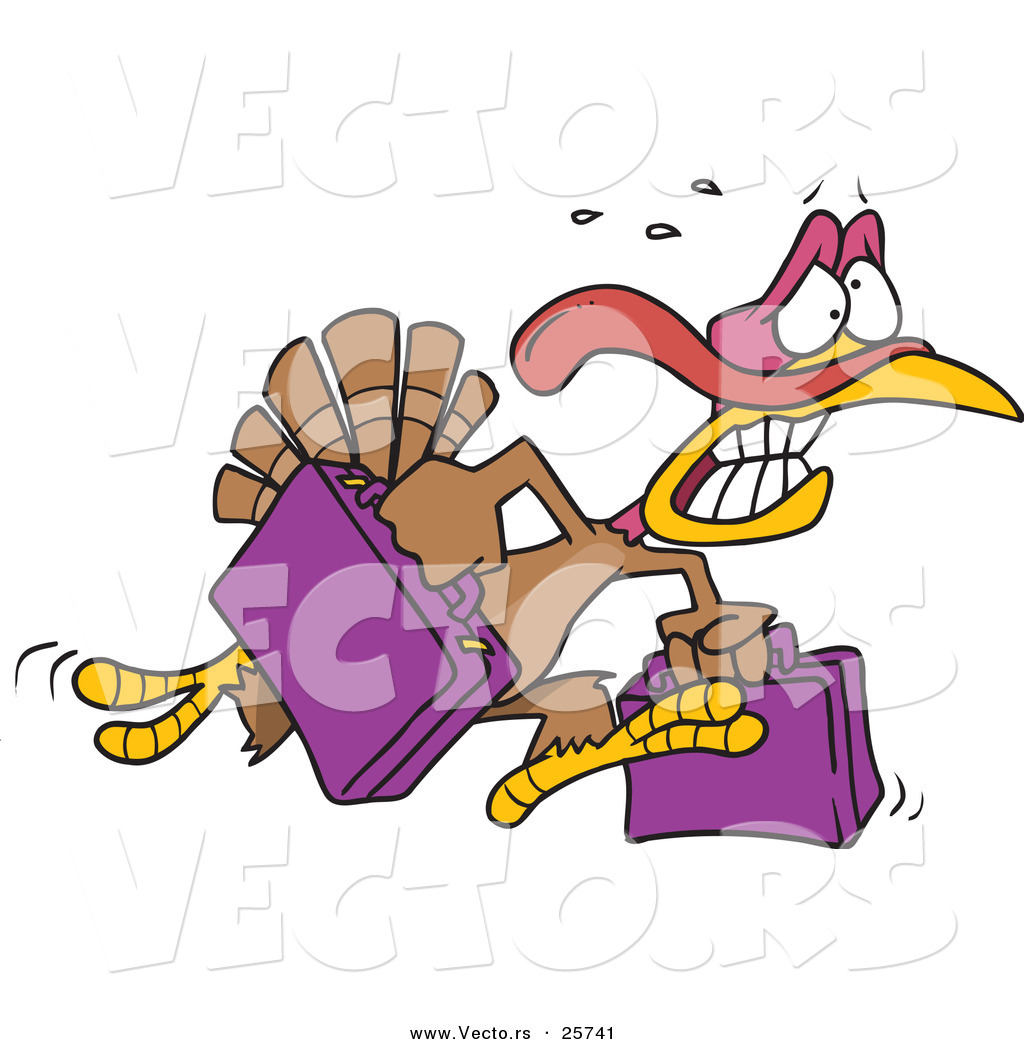 1024x1044 Vector Of A Cartoon Turkey Running With Luggage