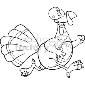 300x300 Black And White Football Turkey Bird Cartoon Character Running