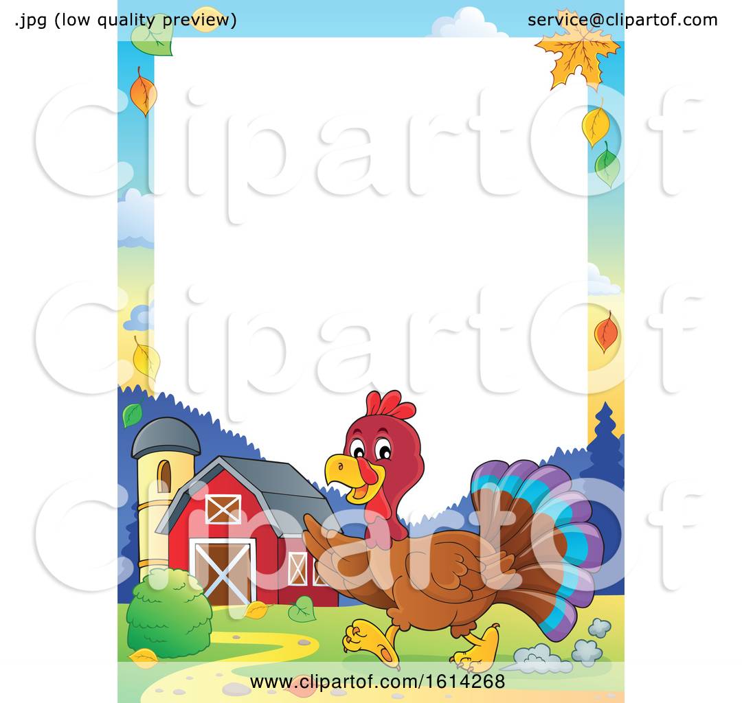 1080x1024 Clipart Of A Border Of A Running Turkey Bird Through A Barnyard