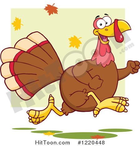 450x470 Clipart Of A Happy Thanksgiving Turkey Bird Running With Fall