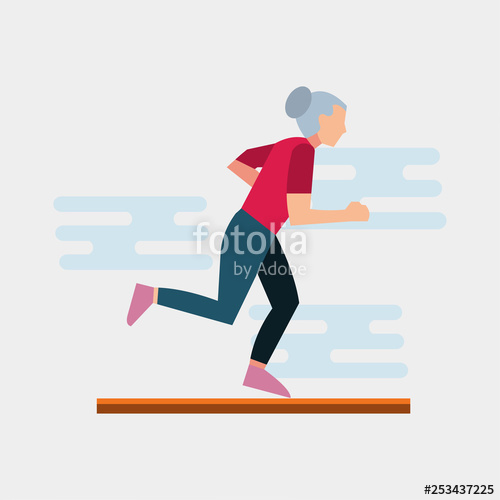 Old Woman Running Vector Illustration In Flat Style Stock Image 500x500 Old Woman Running Vector Illustration In Flat Style Stock Image