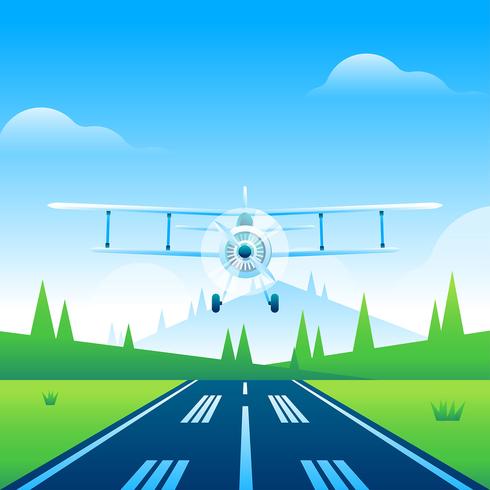 490x490 Biplane Runway Vector