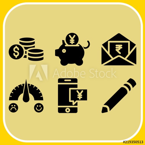 500x500 Simple Icon Set Of Business Related Dollar, Pencil, Feedback
