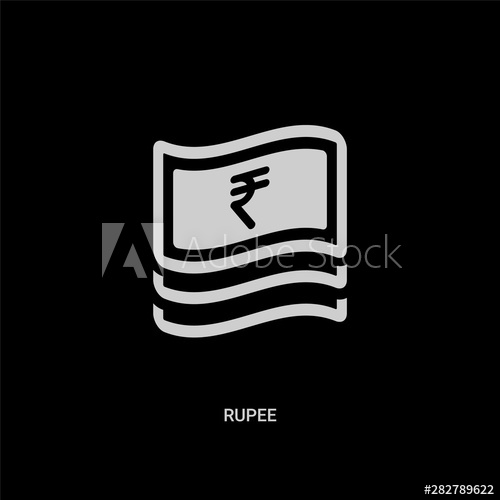 500x500 White Rupee Vector Icon On Black Background Modern Flat Rupee