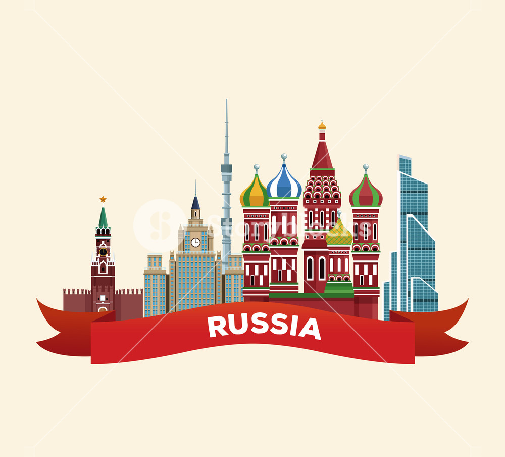1000x904 Russia Travel Poster Vector Illustration Graphic Design Royalty