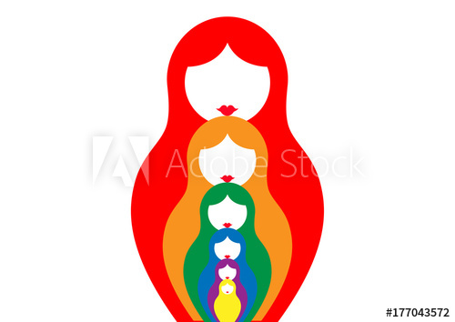 500x354 Russian Nesting Dolls Matrioshka, Set Icon Colorful Symbol