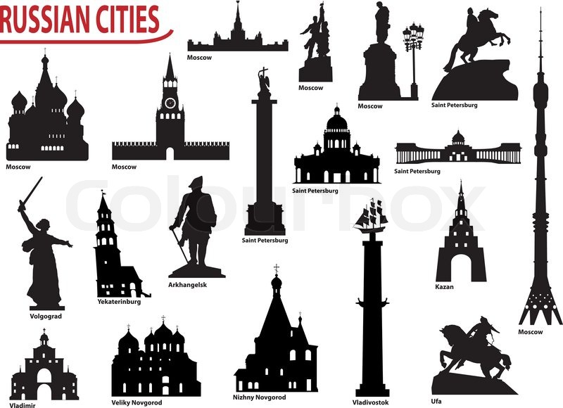 800x580 Symbols Of Russian Cities Stock Vector Colourbox