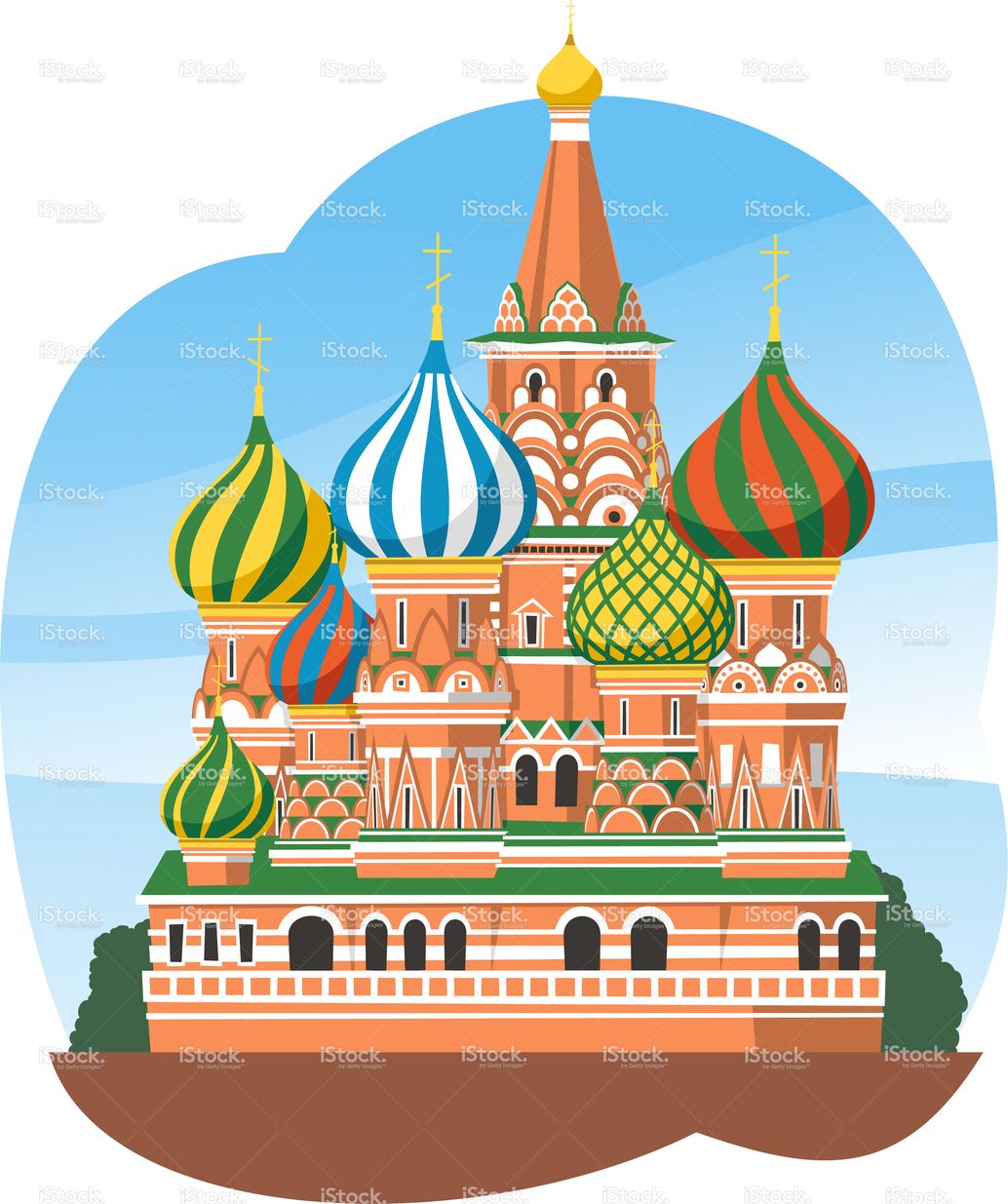 1034x1235 Kremlin Saint Basil's Cathedral Moscow Russia, Vector Illustration