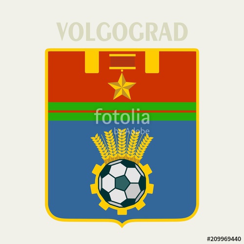 500x500 Emblem Of Volgograd City Of Russia Soccer Ball On Coat Of Arms