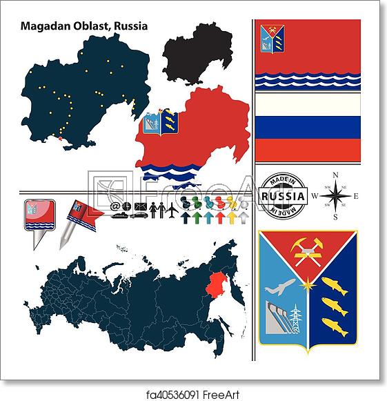 561x581 Free Art Print Of Magadan Oblast, Russia Vector Map Of Magadan