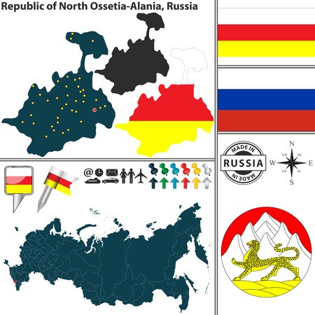 450x450 Vector Map Of Republic Of North Ossetia Alania With Coat Of Arms