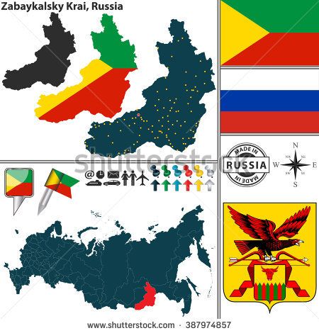 450x470 Vector Map Of Zabaykalsky Krai With Coat Of Arms And Location
