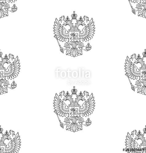 475x500 Vector Seamless Pattern With Outlined Coat Of Arms Of Russian