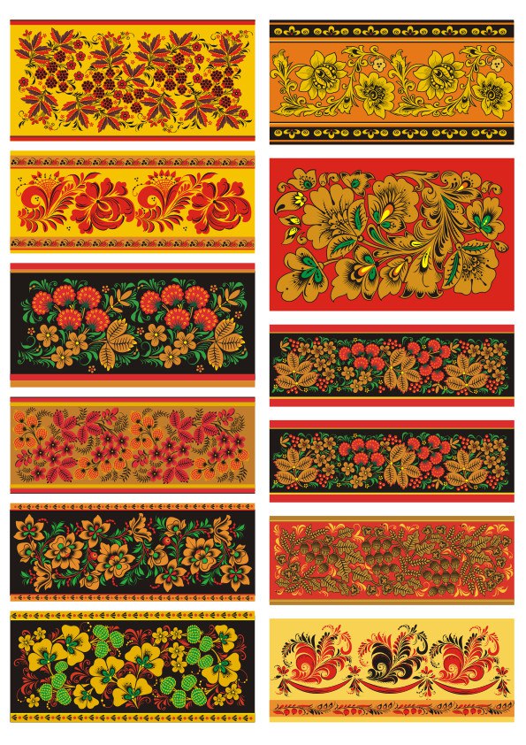 595x842 Russian Khokhloma Pattern Seamless Vector Set Free Vector Cdr Free