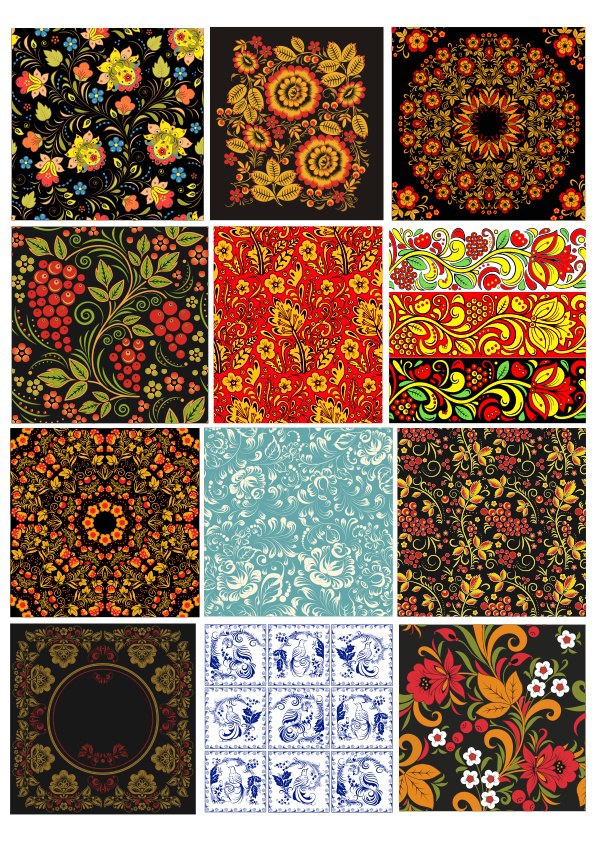 595x842 Russian Patterns Set Free Vector Cdr Download