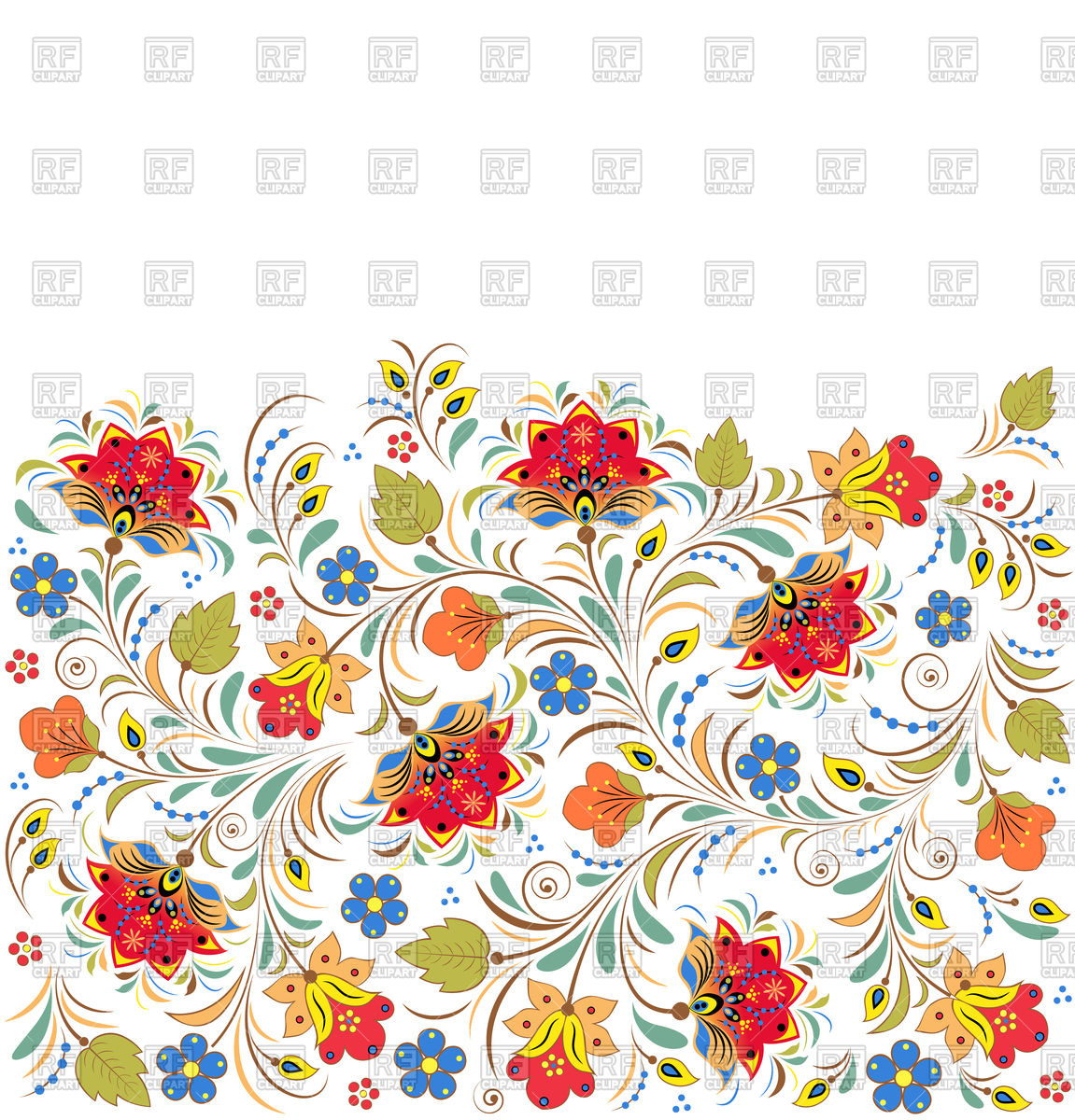 1151x1200 Russian Floral Khokhloma Pattern Vector Image Of Backgrounds