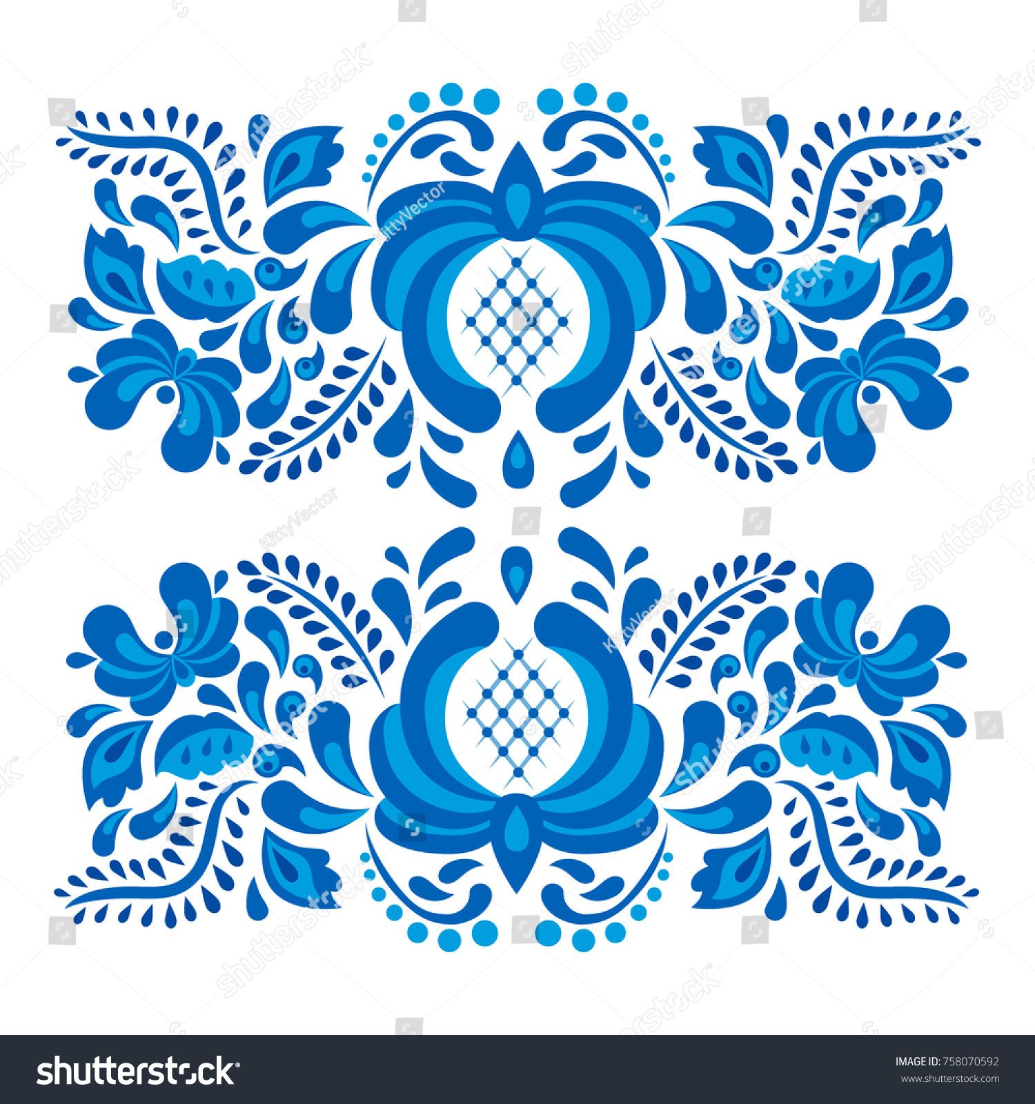 1500x1600 Russian Ornaments Art Gzhel Style Painted With Blue On White