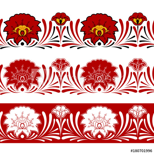 500x500 Set Of Russian Pattern Border Seamless Elements Vector