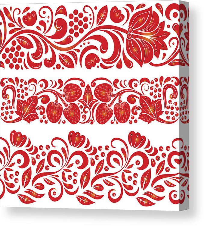 678x750 Traditional Russian Vector Pattern Frames Set In Khokhloma Style