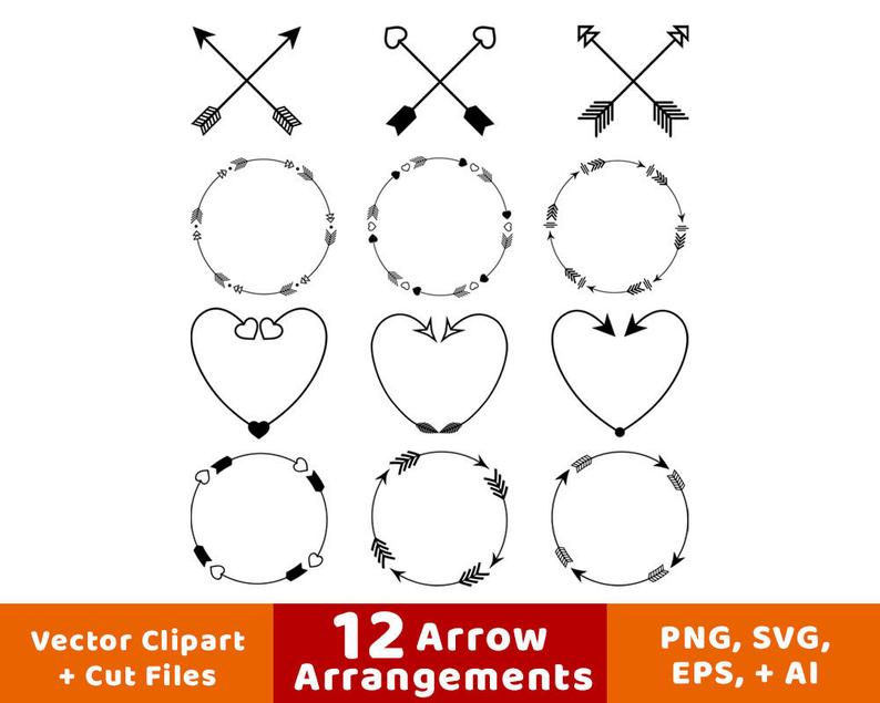 794x635 Arrows Clipart Arrow Wreath Clipart Rustic Arrow Clipart Etsy