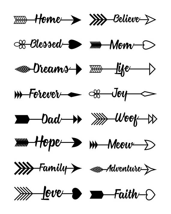 570x713 Arrow Words Clipart, Rustic Arrows Clipart, Arrow Svgs, Wedding