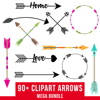 350x350 Arrows Clipart Mega Bundle, Tribal Arrow Clipart, Rustic Arrows